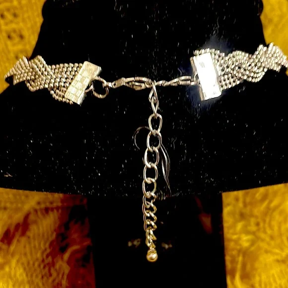 Necklace beaded silver rope chains and 3 rows cz diamonds, 18 “ long - Picture 4 of 6